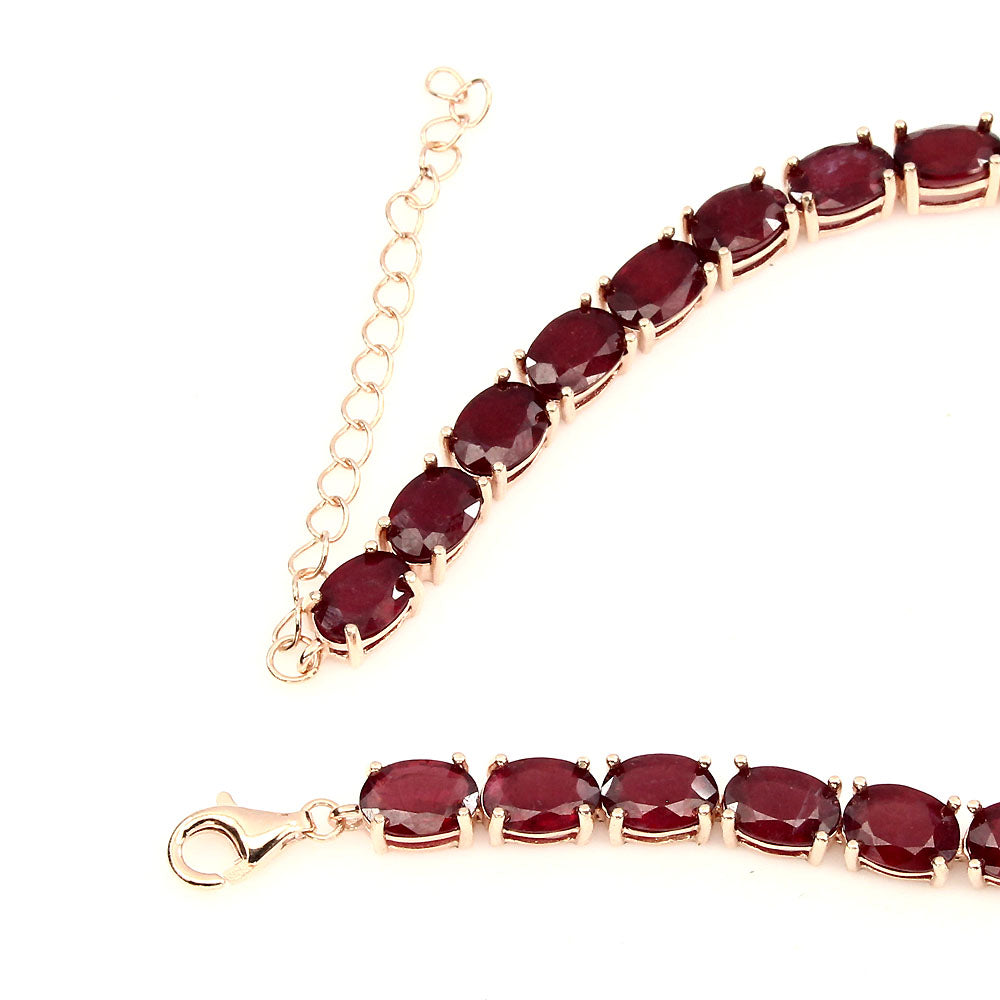 Rubin Kobra Armband aus rosévergoldetem Silber - INARA