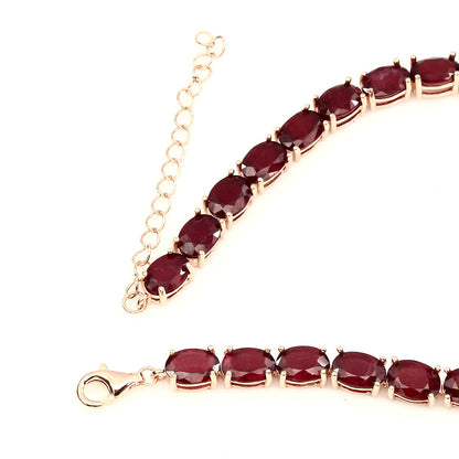 Rubin Kobra Armband aus rosévergoldetem Silber - INARA