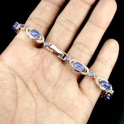 Tansanit Armband aus rosévergoldetem Silber - INARA