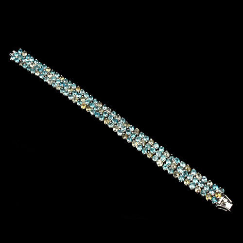 Zweifarbiges Zirkon Armband Silber weißvergoldet - INARA - Vorderansicht