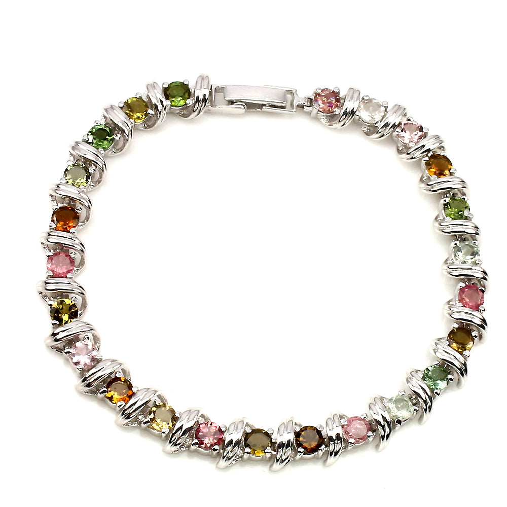 Turmalin Armband aus weißvergoldetem Silber - INARA