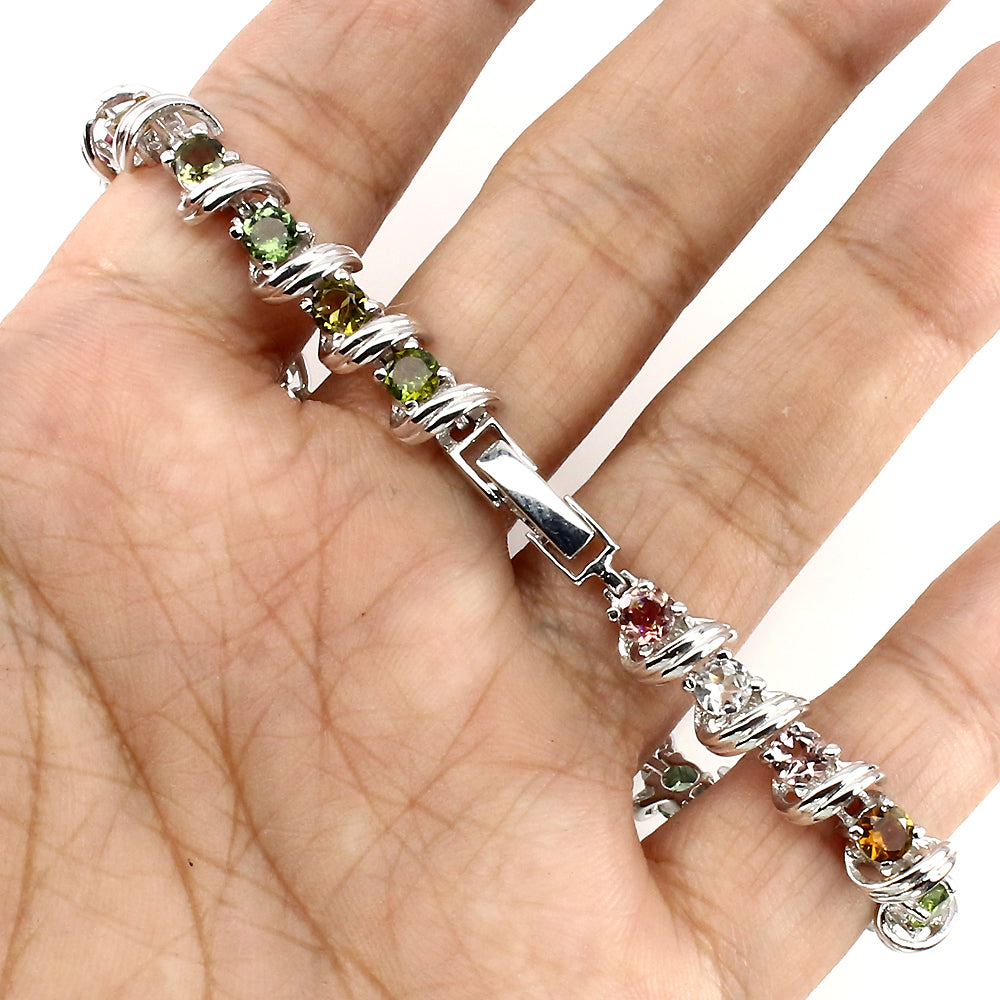 Turmalin Armband aus weißvergoldetem Silber - INARA