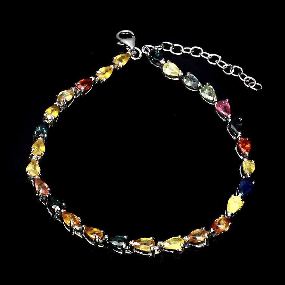 Saphir Armband Silber weißvergoldet - INARA - Vorderansicht