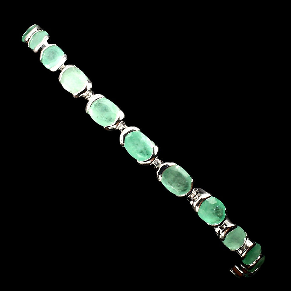 Smaragd Armband Silber weißvergoldet - INARA