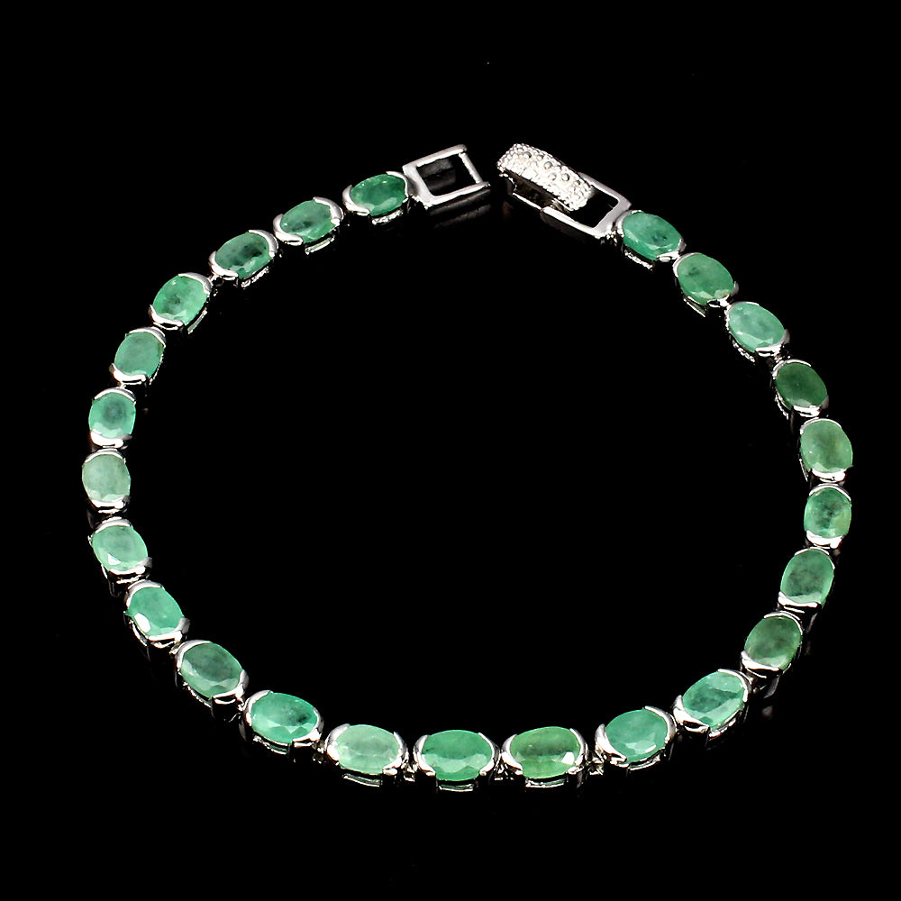 Smaragd Armband Silber weißvergoldet - INARA