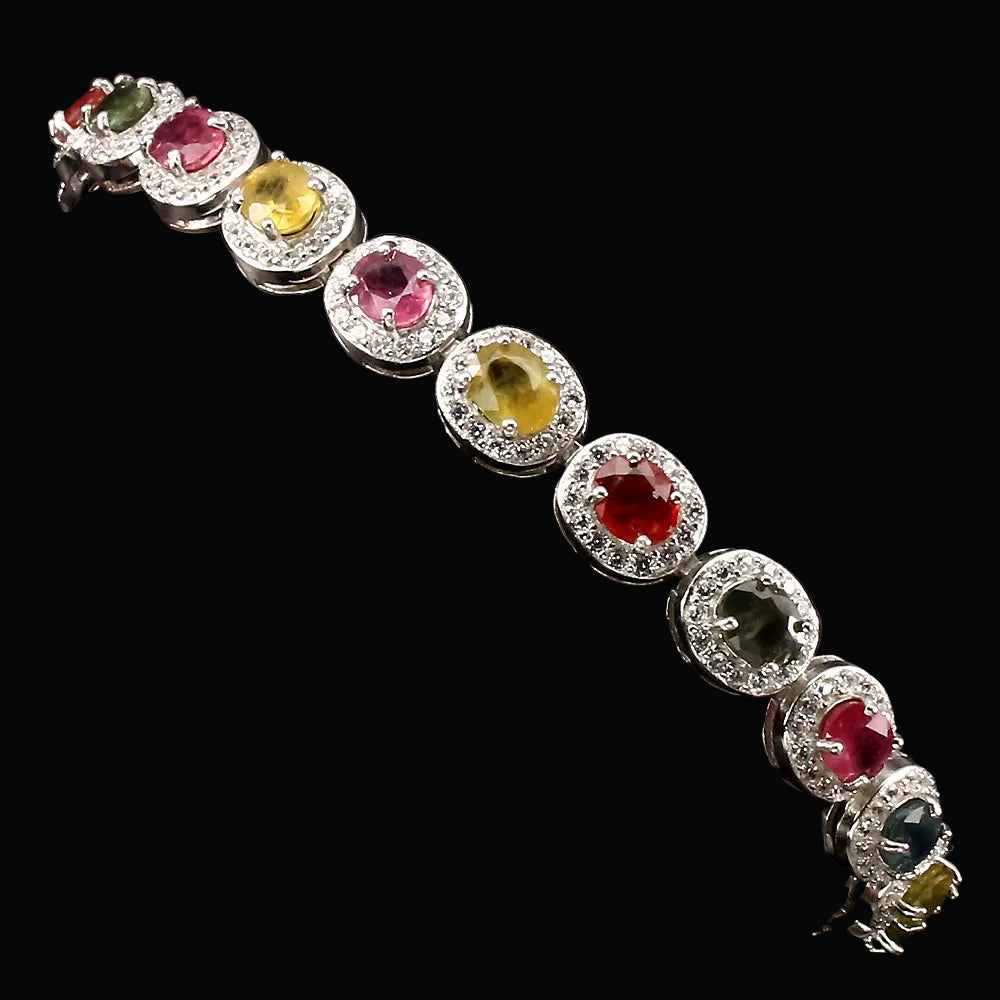 Saphir Armband Silber weißvergoldet - INARA - Detailansicht