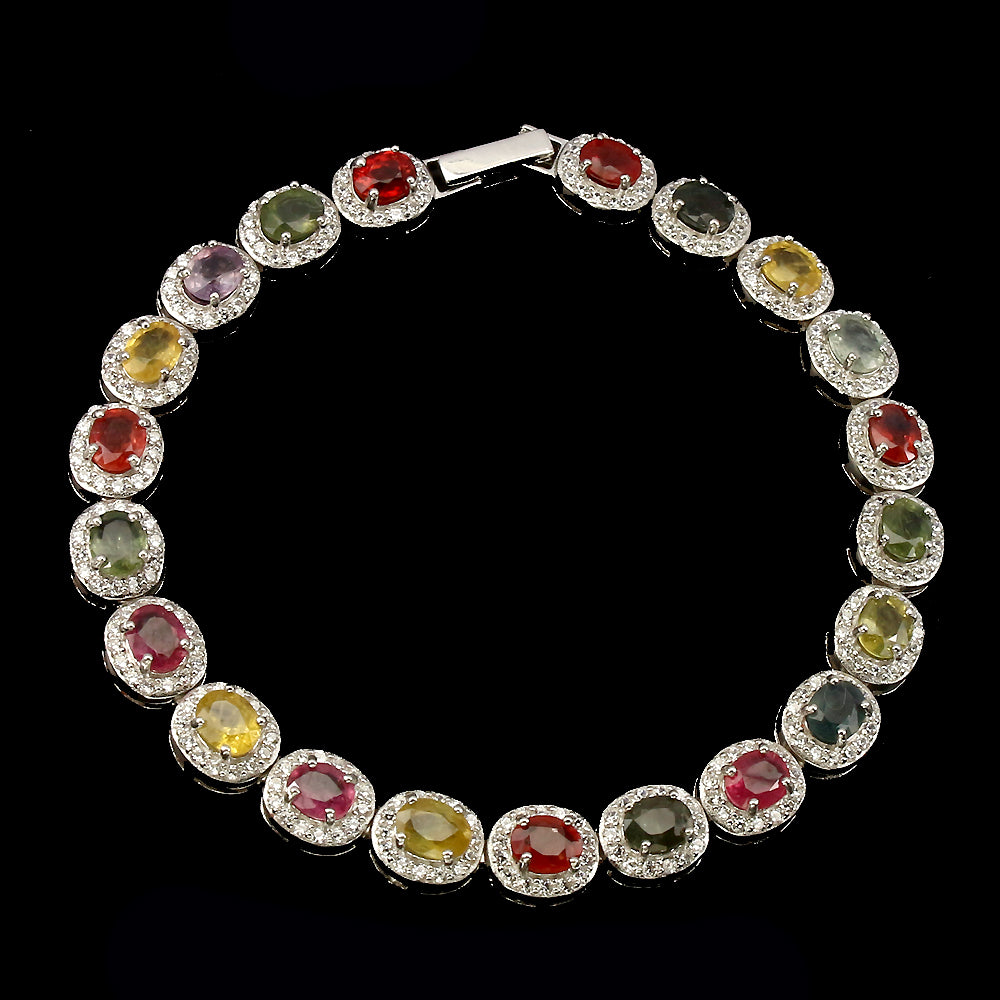 Saphir Armband Silber weißvergoldet - INARA - Vorderansicht