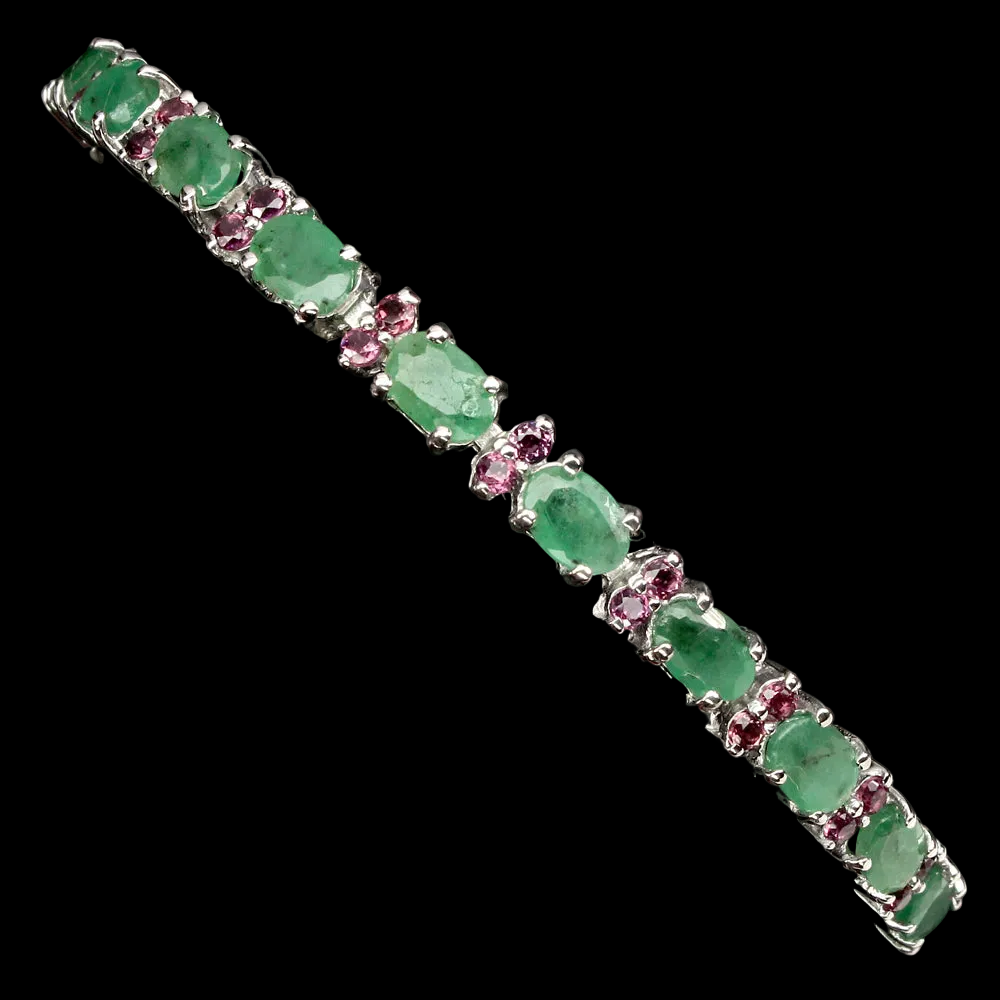 Smaragd Rhodolit Armband Silber weißvergoldet - INARA