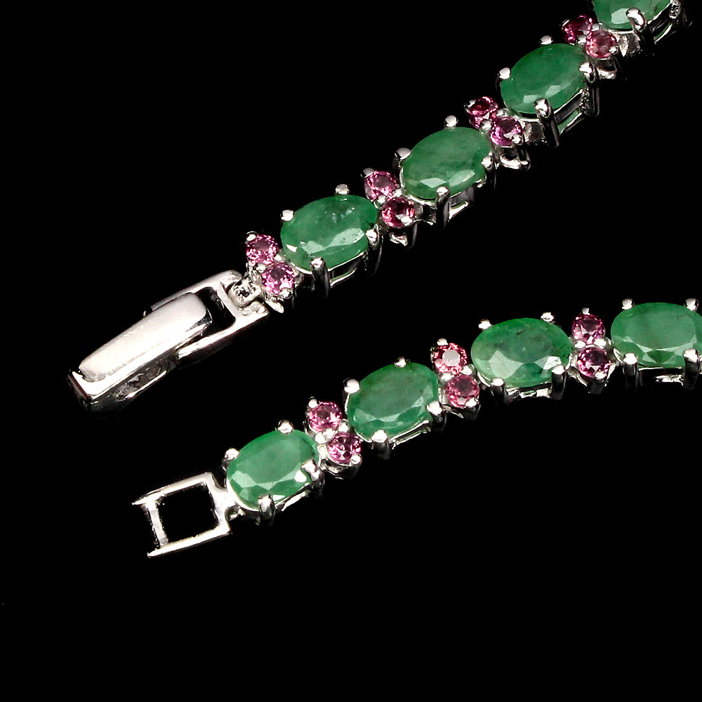 Smaragd Rhodolit Armband Silber weißvergoldet - INARA