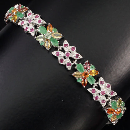 Smaragd Saphir Rubin Armband Silber weißvergoldet - INARA