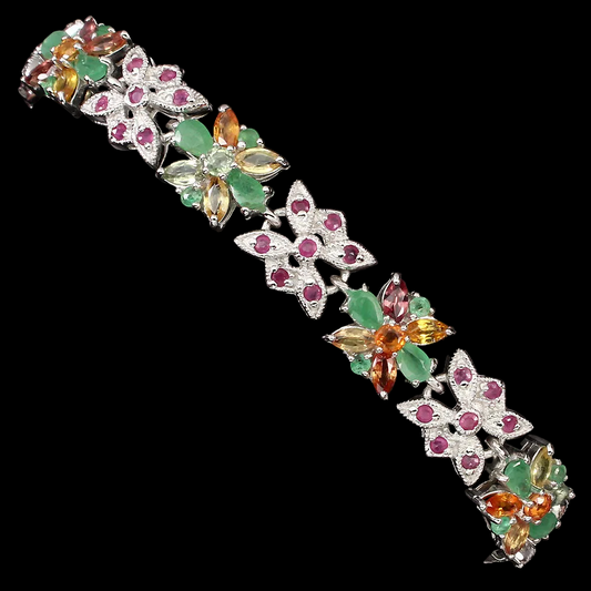 Smaragd Saphir Rubin Armband Silber weißvergoldet - INARA