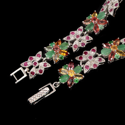 Smaragd Saphir Rubin Armband Silber weißvergoldet - INARA