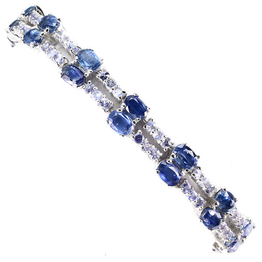 Kyanit Tansanit Armband Silber weißvergoldet - INARA - Detailansicht
