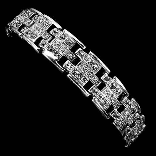 Markasit Armband Silber weißvergoldet - INARA - Detailansicht