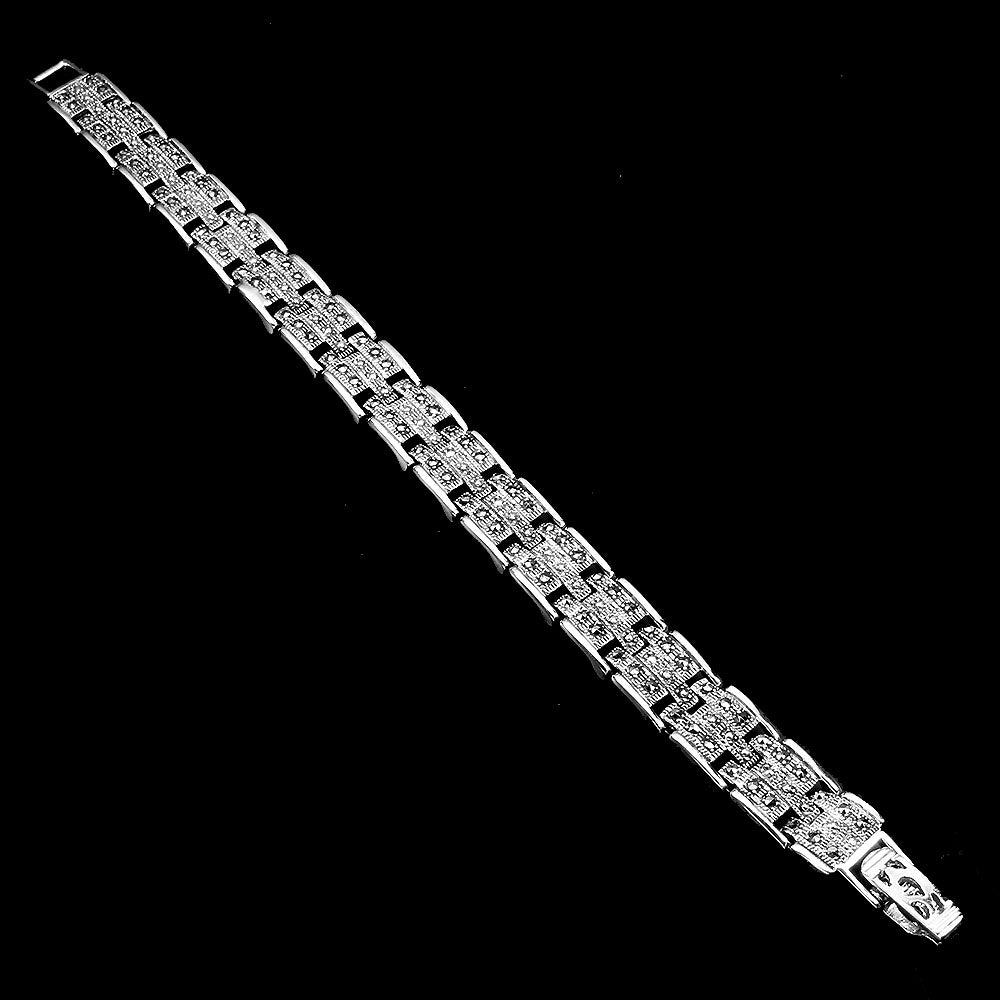 Markasit Armband Silber weißvergoldet - INARA - Vorderansicht