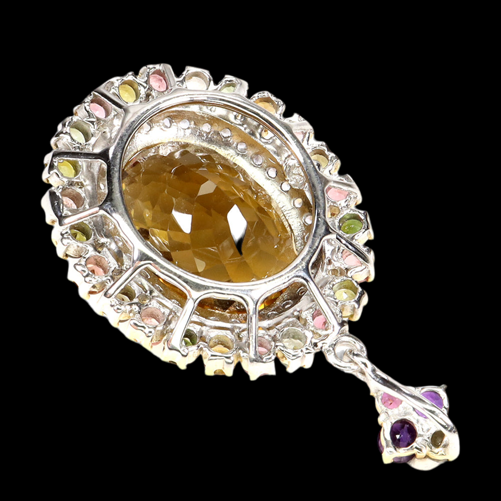 Citrin Turmalin Amethyst Tansanit Anhänger aus bicolor vergoldetem Silber - INARA