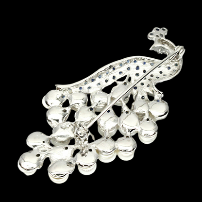 Saphir Rubin Perle Pfau Brosche