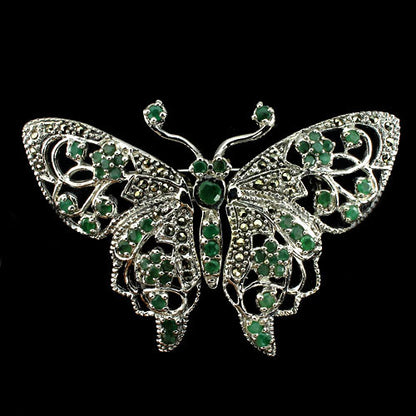 Smaragd Markasit Schmetterling Brosche
