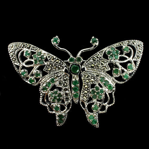 Smaragd Markasit Schmetterling Brosche