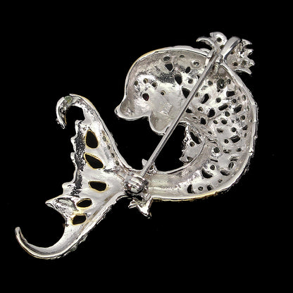 Saphir Rhodolit Fisch Brosche Silber bicolor vergoldet - INARA - Rückansicht