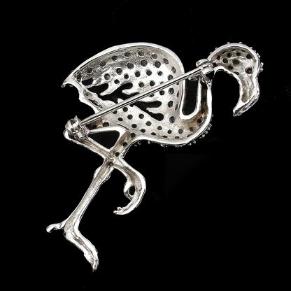 Smaragd Rubin Markasit Flamingo Brosche