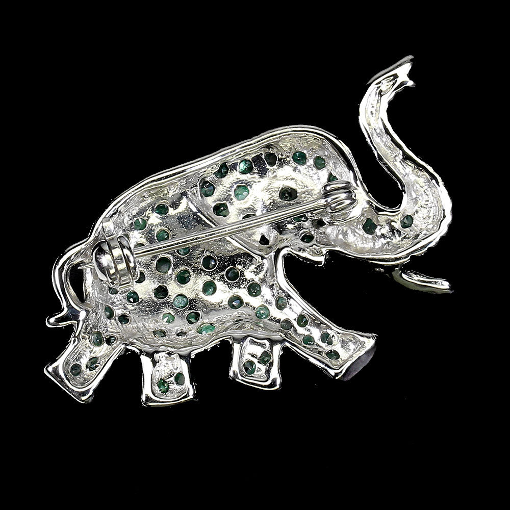 Smaragd Saphir Elefant Brosche Silber weißvergoldet - INARA