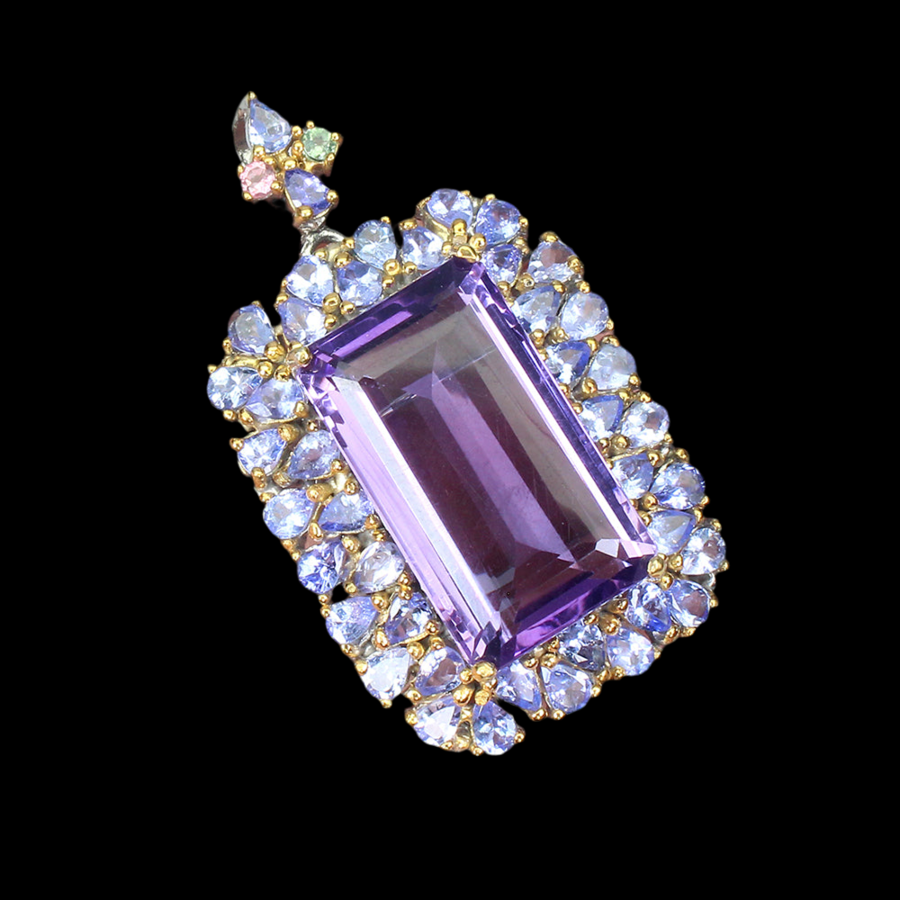 Amethyst Tanzanite Tourmaline Pendant Brooch