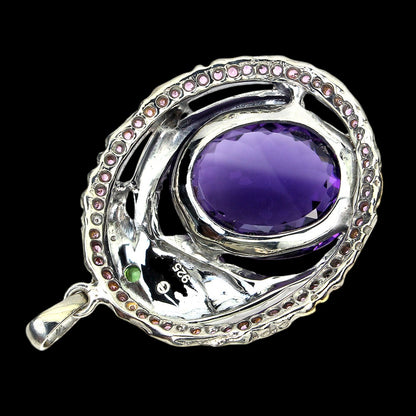 Amethyst Rhodolit Russischer Diopsid Adler Anhänger