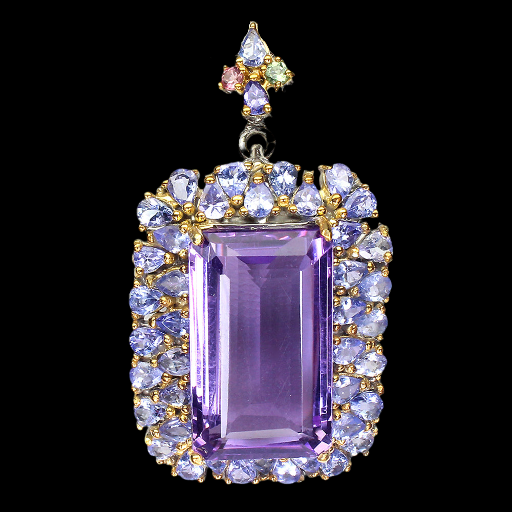 Ciondolo spilla ametista tanzanite tormalina