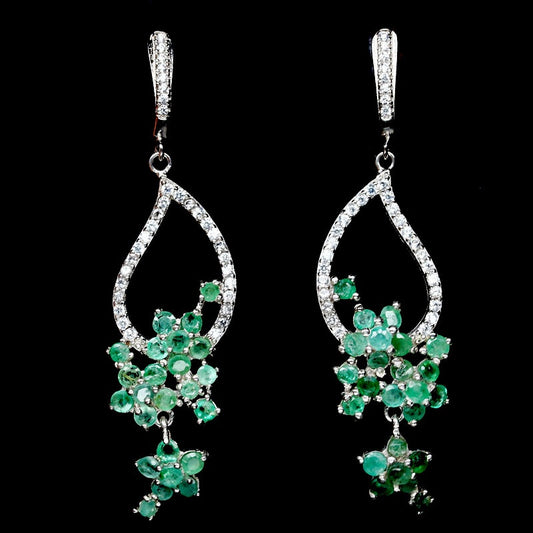 Smaragd Ohrringe Silber weißvergoldet - INARA