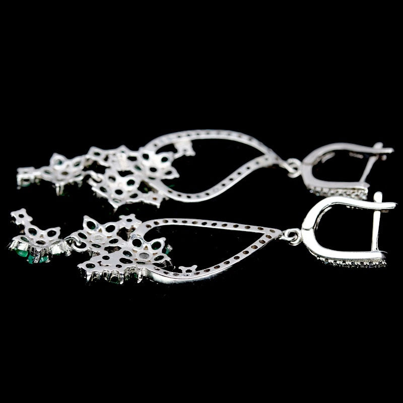 Smaragd Ohrringe Silber weißvergoldet - INARA