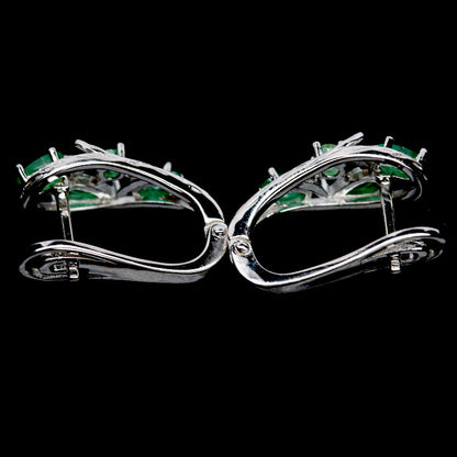 Smaragd Ohrringe aus weißvergoldetem Silber - INARA