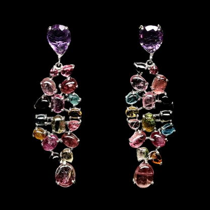 Turmalin Amethyst Ohrringe Silber weißvergoldet - INARA