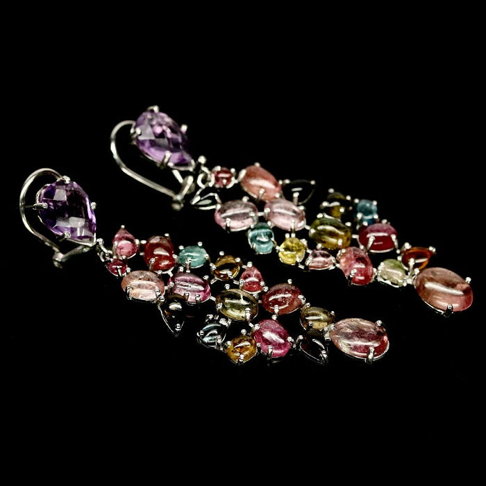 Turmalin Amethyst Ohrringe Silber weißvergoldet - INARA