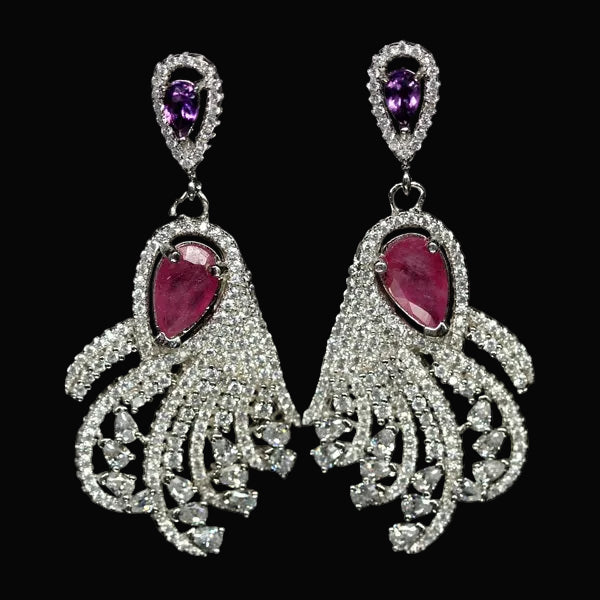 Rubin Amethyst Ohrringe Silber weißvergoldet - INARA - Vorderansicht