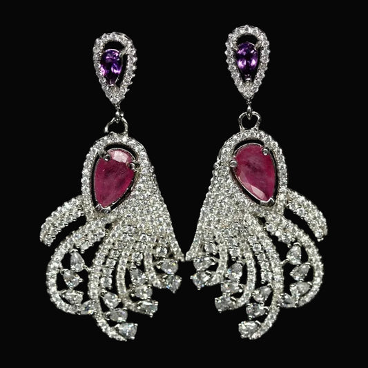 Rubin Amethyst Ohrringe Silber weißvergoldet - INARA - Vorderansicht