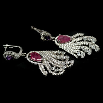 Rubin Amethyst Ohrringe Silber weißvergoldet - INARA - Seitenansicht