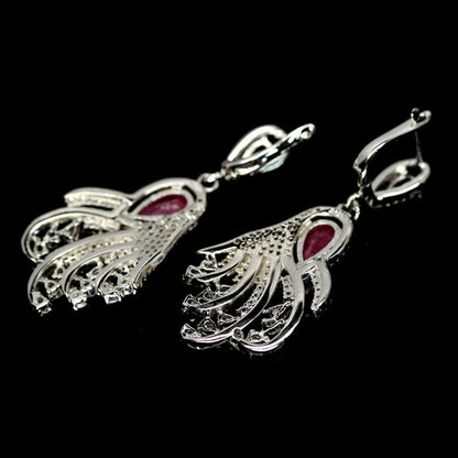 Rubin Amethyst Ohrringe Silber weißvergoldet - INARA - Rückansicht