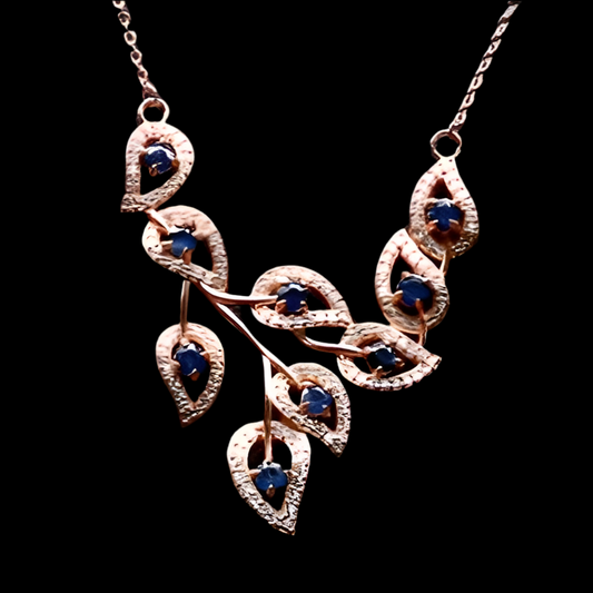Saphir Halskette aus rosévergoldetem Silber - INARA