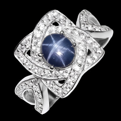 Star Sapphire White Topaz Ring Size 54