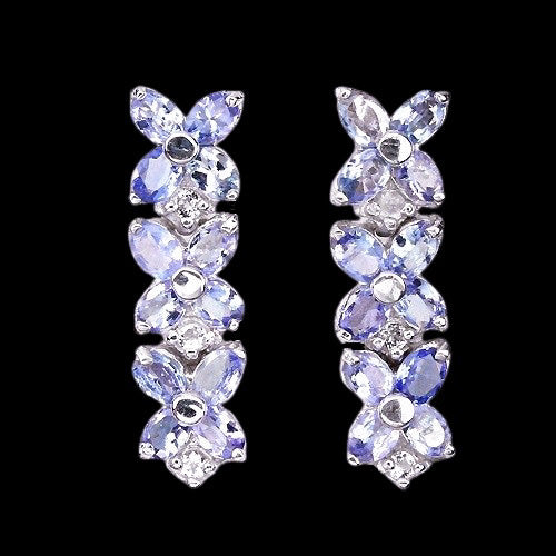 Tansanit Weißtopas Ohrringe Silber Weißgold vergoldet - INARA