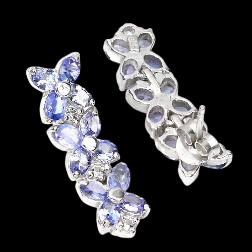 Tansanit Weißtopas Ohrringe Silber Weißgold vergoldet - INARA