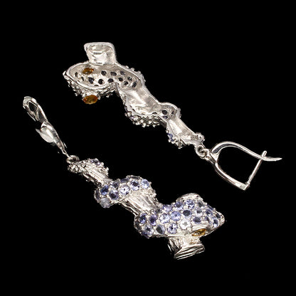 Tansanit Saphir Schlange Ohrringe aus weißvergoldetem Silber - INARA