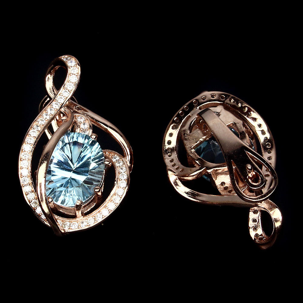 Blautopas Konkavschliff Ohrringe Silber rosévergoldet - INARA