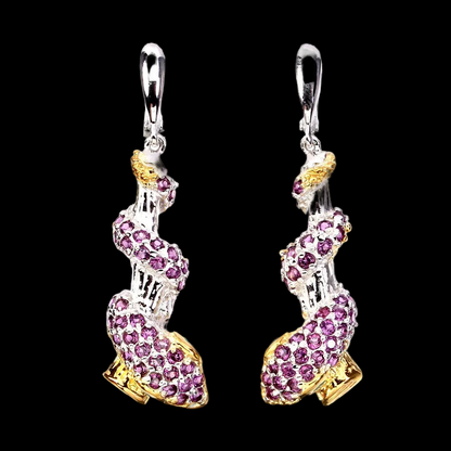 Orecchini serpente smeraldo rodolite