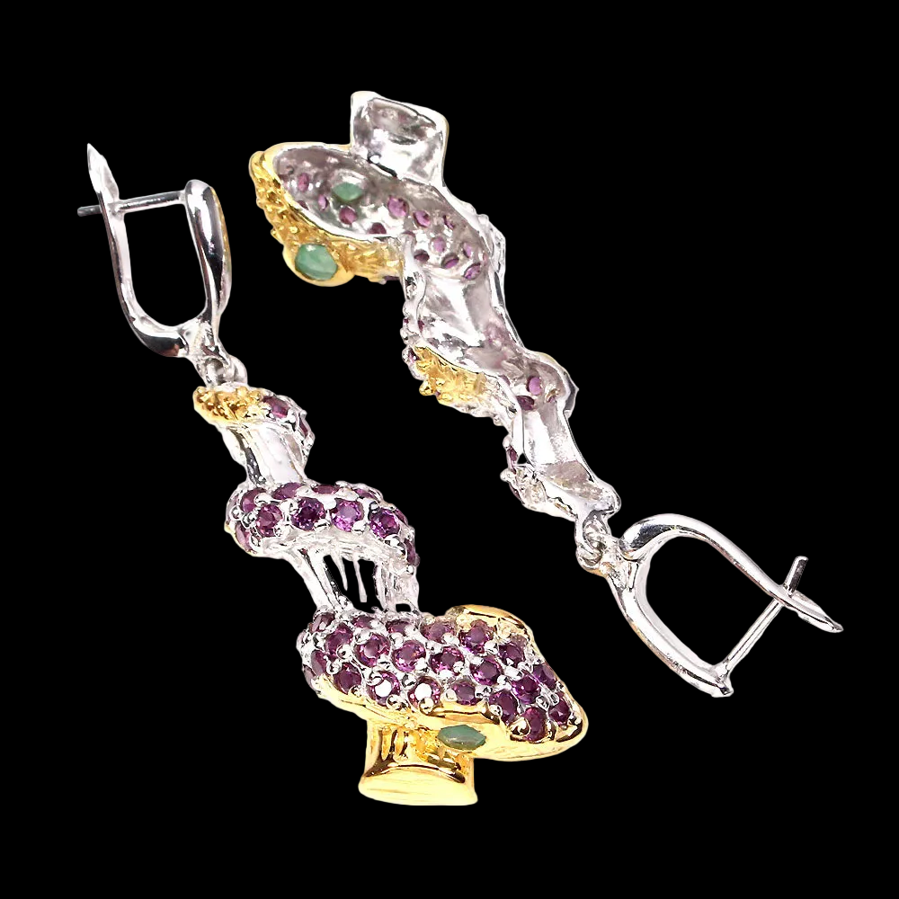 Orecchini serpente smeraldo rodolite