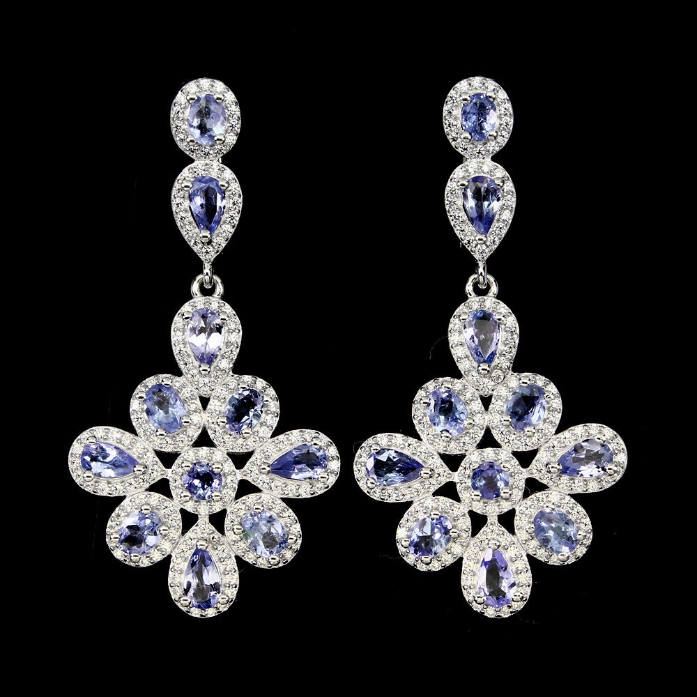 Tansanit Ohrringe aus weißvergoldetem Silber - INARA