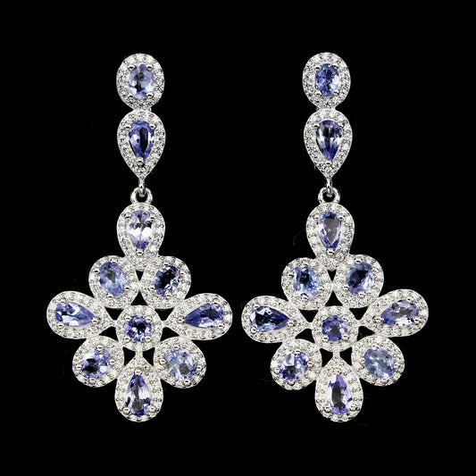 Tansanit Ohrringe aus weißvergoldetem Silber - INARA