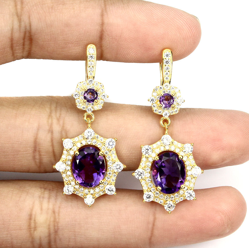 Amethyst Ohrringe Silber gelbvergoldet - INARA