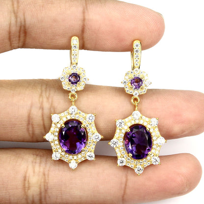 Amethyst Ohrringe Silber gelbvergoldet - INARA